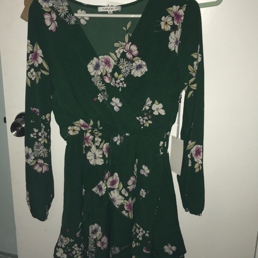 Purple snow wrap style dress